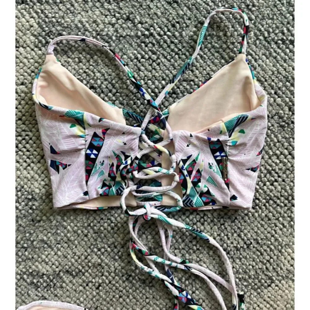 Mara Hoffman Basket Weave Bikini Top (M) and Bottom (S) in Maristar Lilac